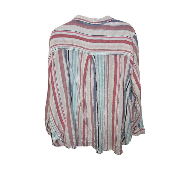 Jack and Delancey Stripe Valley Linen Anthropologie Coastal Grandma Blouse 3X - Picture 7 of 7